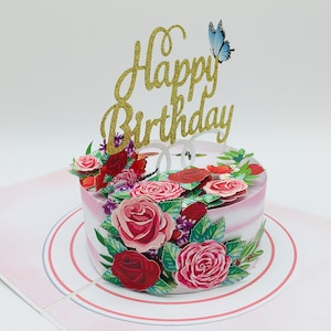 Birthday cake, happy birthday, pop up card, pop up card, 3D card, congratulations card