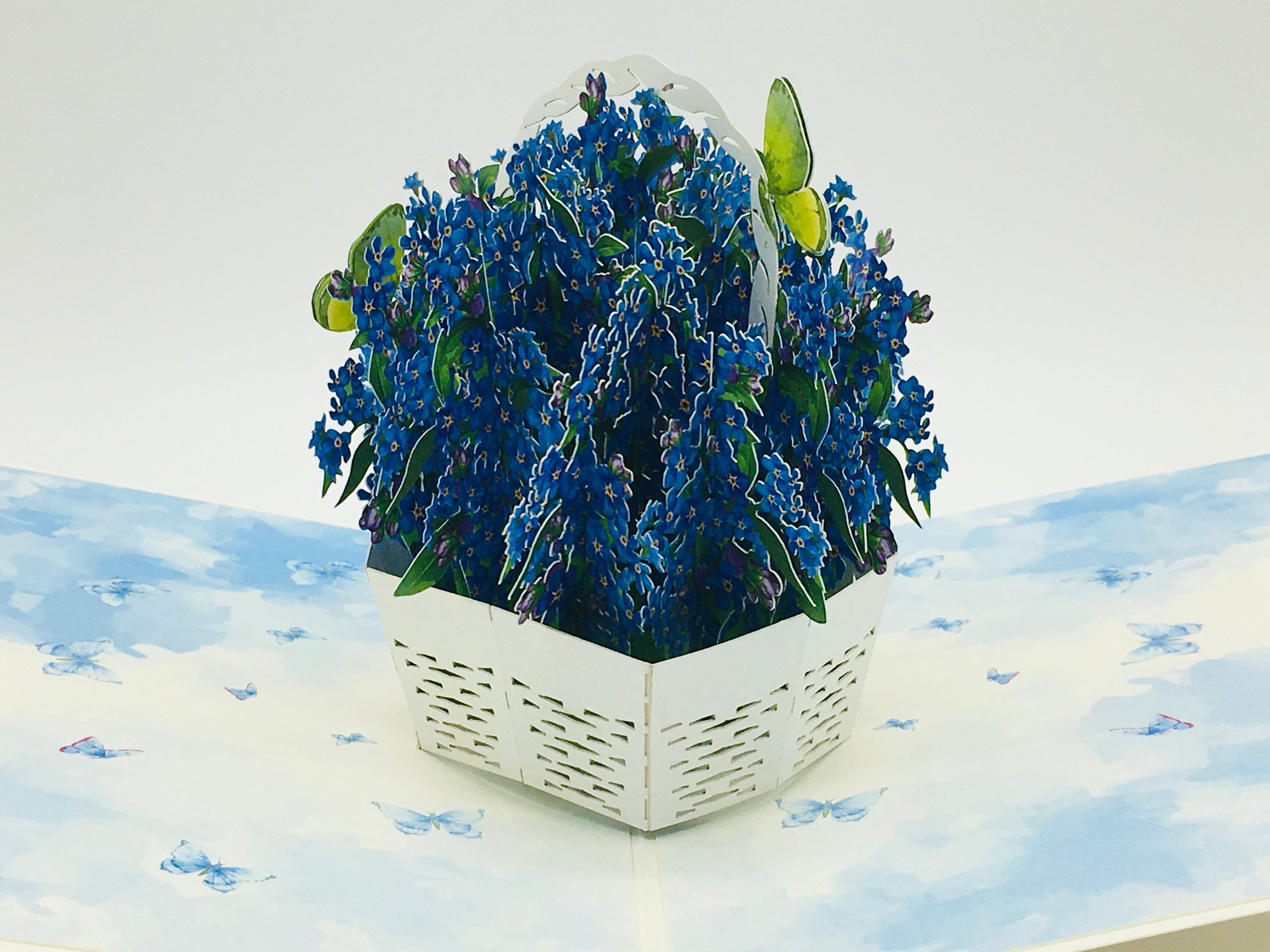 Forget-me-not, forget me not, pop up, pop up card, 3D card, greeting card, Mother's Day gift, Valentine's Day, Mother's day, valentine
