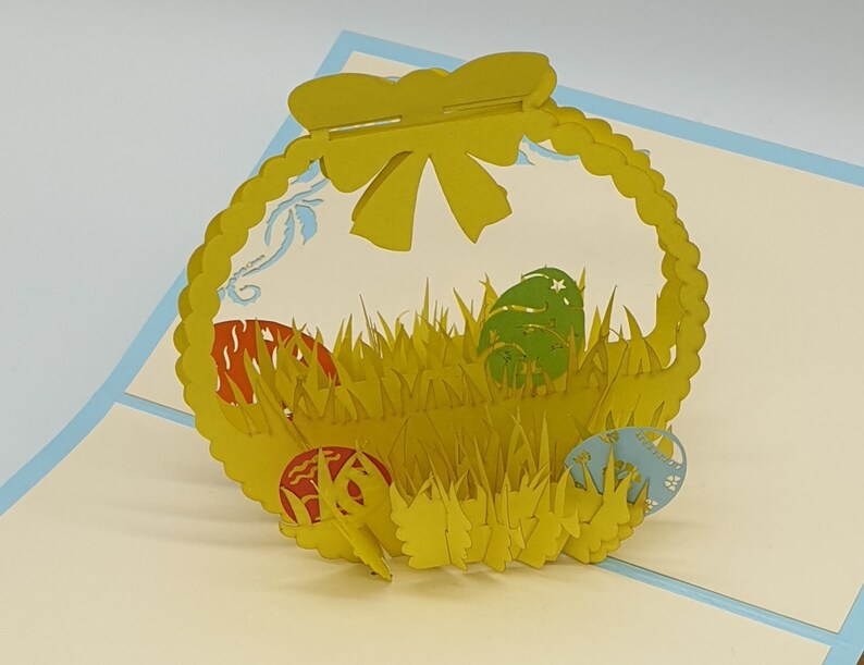 Easter Basket Yellow, 3D Card / Pop-up Card, Pop up Easter Egg Basket ...