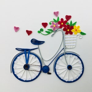 Bicicletta 8 con fiori, carta da quilling