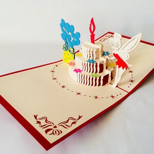 Geburtstagstorte 1, Pop-up Geburtstagskarte, Überraschung Geschenk, Alles Gute zum Geburtstag, 3D Pop-up Torte, Papier Torte Klappkarte Bild 3