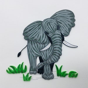 Éléphant, carte quilling