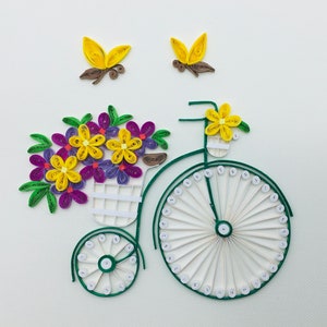 Hochrad 3 avec fleurs, carte Quilling