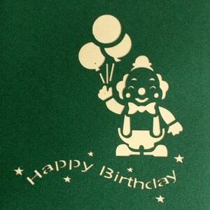 Geschenkpaket mit Clown, Pop-up Geburtstagskarte, Überraschung Geschenk, Alles Gute zum Geburtstag, lustige Geburtstagskarte, 3D Popup Karte Bild 3