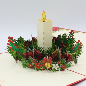 Corona di Natale con candela, Corona di Natale con candela, Corona di candele, Corona di candele, Corona dell'Avvento, Corona dell'Avvento, Biglietto 3D, pop-up