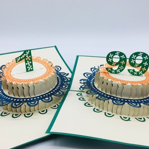 Gâteau d'anniversaire (veuillez choisir un chiffre de 1 à 99), gâteau de joyeux anniversaire, carte pop-up pour votre anniversaire
