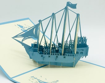 Biglietto Pop-up 3D A Forma Di Nave Da Crociera – Fatto A Mano Con Busta E Tagliando Estraibile, Per Auguri Di Viaggio, Compleanno O Pensione