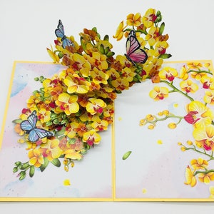 Orchideen, pop up karte, 3D-Karte, Glückwunschkarte, Muttertag-Geschenk