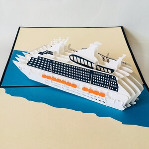 Pop-up Kreuzfahrtschiff, Pop up Reisegutschein, Geburtstagskarte, Deko Kreuzfahrtschiff, Pop up Cruise Ship Card, 3D Pop up Kreuzfahrtschiff Bild 5