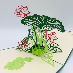 Lotusblume, Lotus flower, 3D-Karte, Klappkarte, Pop-up Karte, Greeting card, Glückwunschkarte