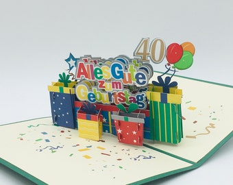 Happy 40th Birthday, 40th birthday, 40th birthday, pop-up card for 40th birthday, 3D pop up for 40th birthday