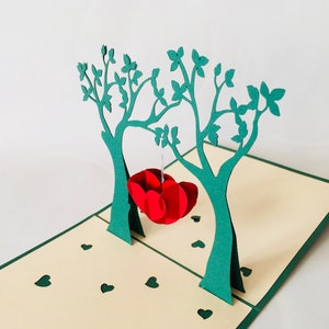 Arbre coeur, carte pop-up / 3D, Saint Valentin, carte mariage image 2