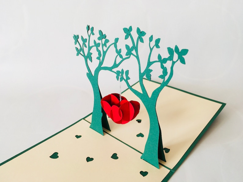 Arbre coeur, carte pop-up / 3D, Saint Valentin, carte mariage image 2