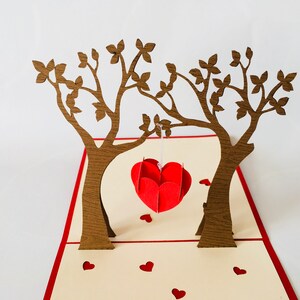 Arbre coeur, carte pop-up / 3D, Saint Valentin, carte mariage image 6