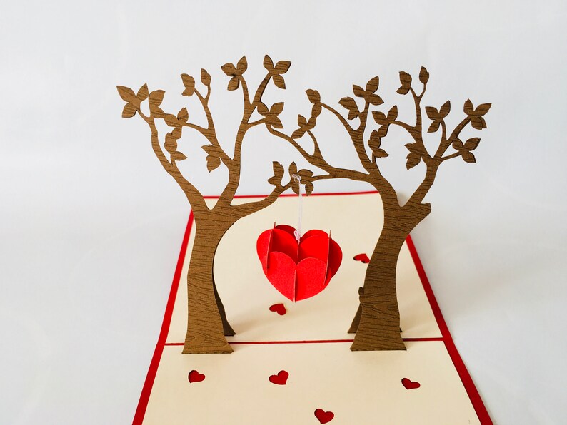 Arbre coeur, carte pop-up / 3D, Saint Valentin, carte mariage image 6