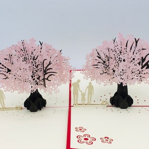 Familie Unter blühendem Kirschbaum, 3D-Klappkarten, Pop up karten