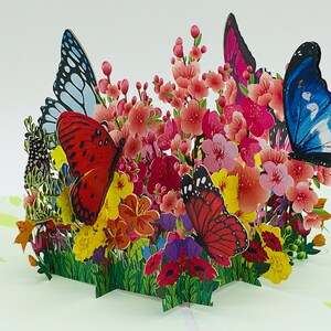 Bouquet de fleurs coloré, carte pop up, carte 3D, carte félicitations, cadeau fête des mères
