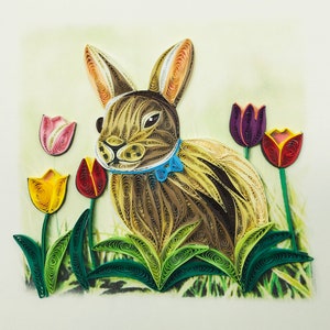 Bunny and tulips, Bunny and tulips, quilling card, quilling card