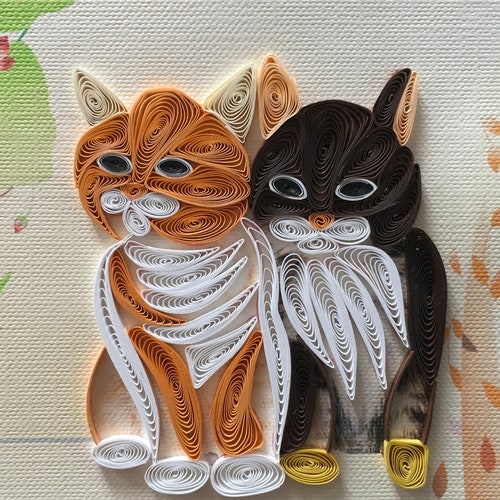 Cat Quilling Card Art Paper Greeting Card Quilling Card Etsy