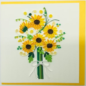 Bouquet de tournesol, carte de quilling