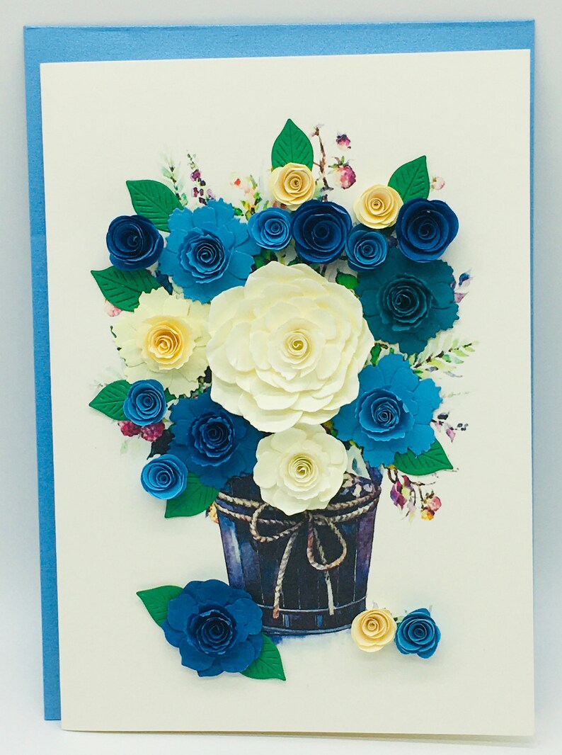 Rozen, boeket rozen, 3D-kaart, quilling-kaart, cadeau voor Valentijnsdag, Moederdagcadeau afbeelding 4