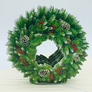 Corona di Natale, corona di Natale, corona dell'Avvento, corona dell'Avvento, biglietto pieghevole, biglietto 3D, pop-up, biglietto di Natale, biglietto di Natale