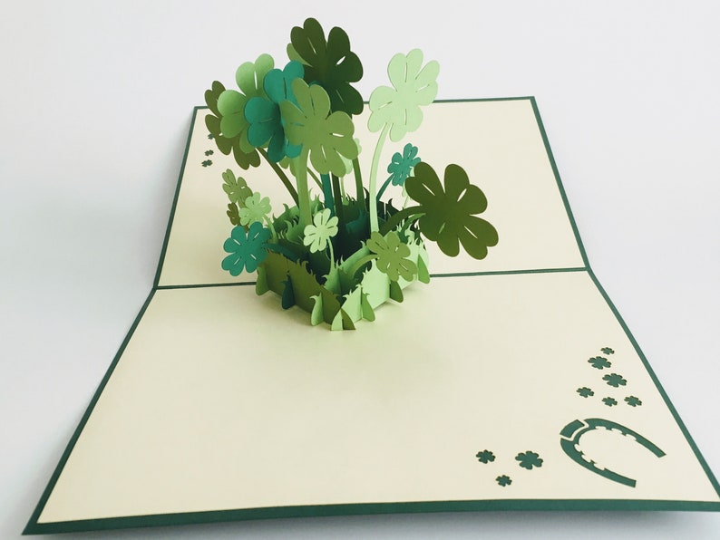 Glücksklee, Lucky clover, pop up card, 3D-Karte, Pop Up Karte, Geschenk zum St. Patrick's Tag, Grußkarte zum St. Patrick's Tag, Bild 2