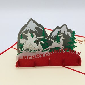 Weihnachtsmann auf Schlitten, 3D-Karten, pop up Karten, Weihnachtskarten