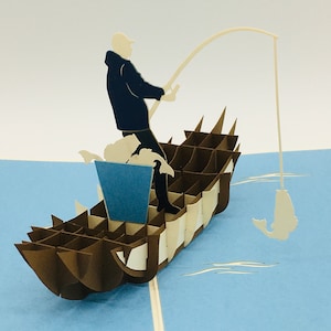 Pêcheur 2, carte pliante / carte 3D / pop-up