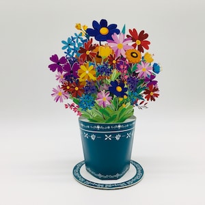 Bouquet pop-up fait main, bouquet décoratif, cadeau pour anniversaire, fête des mères, fête des pères, Saint-Valentin et anniversaire