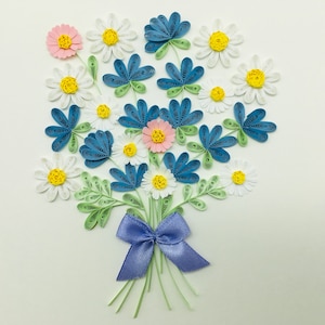 Bouquet de fleurs colorées, carte de quilling, carte d'anniversaire, carte de voeux