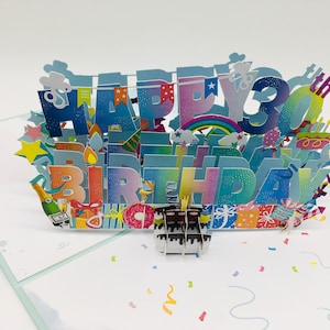 30th birthday, pop up card, 3D card, congratulations card