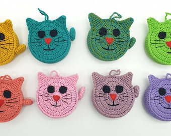 Umhäkeltes Maßband Katze Motiv, Rollmaßband Katze, gehäkelter Schlüsselanhänger, süßes Geschenk für Kinder & kreativen Leute, häkelte Katze