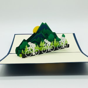 Ciclista da corsa, Ciclista da corsa, Biglietto pieghevole, Biglietto pop-up, Biglietto per ciclisti, Ciclisti, Buono viaggio, Biglietto di compleanno, Regali 3D