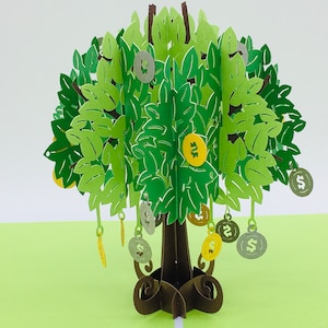 Albero dei soldi, biglietto 3D/pop-up/biglietto pieghevole