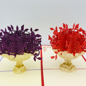 Bouquet de roses, carte pliée / pop-up / carte 3D / cadeau de fête des mères, cadeau pop-up, carte d’anniversaire de rose, carte 3D Roses, carte de fleurs pop-up