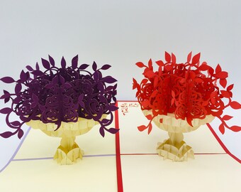 Bouquet de roses, carte pliée / pop-up / carte 3D / cadeau de fête des mères, cadeau pop-up, carte d’anniversaire de rose, carte 3D Roses, carte de fleurs pop-up