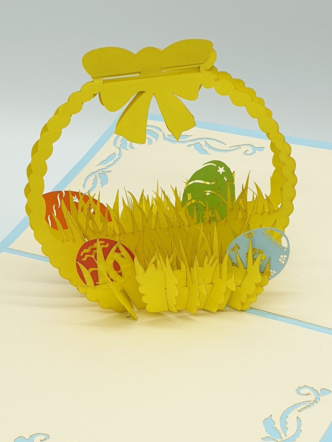Easter Basket Yellow, 3D Card / Pop-up Card, Pop up Easter Egg Basket ...