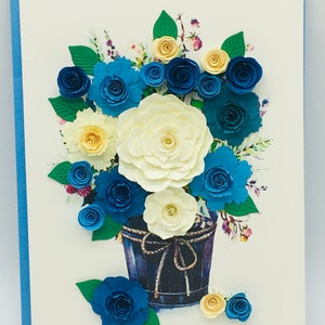 Rozen, boeket rozen, 3D-kaart, quilling-kaart, cadeau voor Valentijnsdag, Moederdagcadeau afbeelding 3