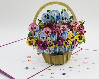 Stiefmütterchen, pansies, pop up, pop up karte, 3D-Karte, Grußkarte, Glückwunschkarte, Muttertag-Geschenk, Valentinstag, Mother’s day