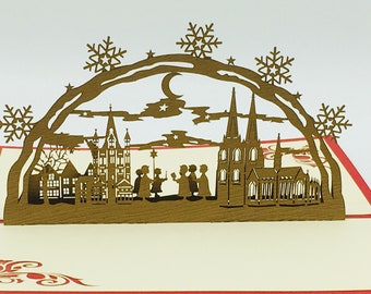 Carte Pop-up "Sapin | Cologne – Merry Christmas" Bleu, Cologne Carte De Noël, Sapin Cologne, Pop Up Carte De Noël, 3D Carte De Vœux, Christmas Card Cologne, Christmas Greeting Card