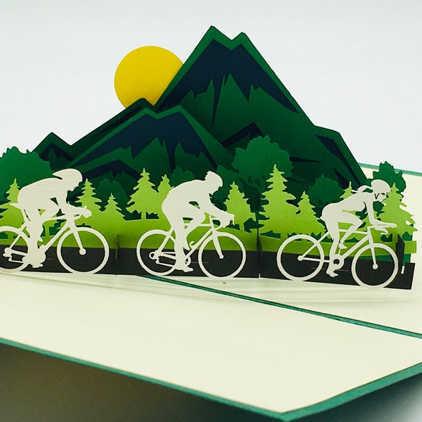 Rennradfahrer, Racing Cyclist, Klappkarte, Pop-Up Karte, Karte für Radfahrer, Radfahrer, Reisegutschein, Geburtstagskarte, 3D Geschenke
