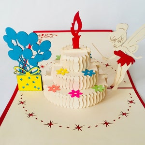 Gâteau d'anniversaire 1, carte d'anniversaire pop-up, cadeau surprise, joyeux anniversaire, gâteau pop-up 3D, carte pliante de gâteau en papier