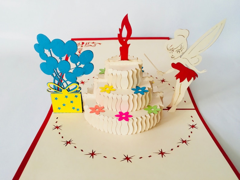 Geburtstagstorte 1, Pop-up Geburtstagskarte, Überraschung Geschenk, Alles Gute zum Geburtstag, 3D Pop-up Torte, Papier Torte Klappkarte Bild 1