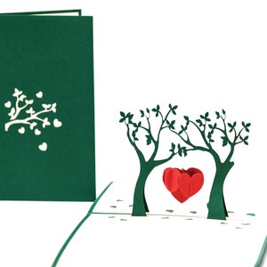 Arbre coeur, carte pop-up / 3D, Saint Valentin, carte mariage image 3