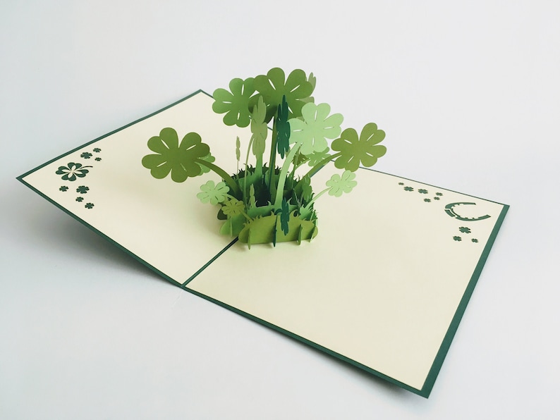 Glücksklee, Lucky clover, pop up card, 3D-Karte, Pop Up Karte, Geschenk zum St. Patrick's Tag, Grußkarte zum St. Patrick's Tag, Bild 1