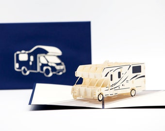 Motorhome, caravan, camping, vacation, travel, 3D card, pop-up card, folding card, travel voucher, gift for traveler