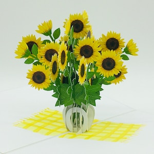 Sunflower bouquet, sunflower, pop-up card, 3D card, greeting card, Mother's Day gift, Valentine's Day, Mother's Day