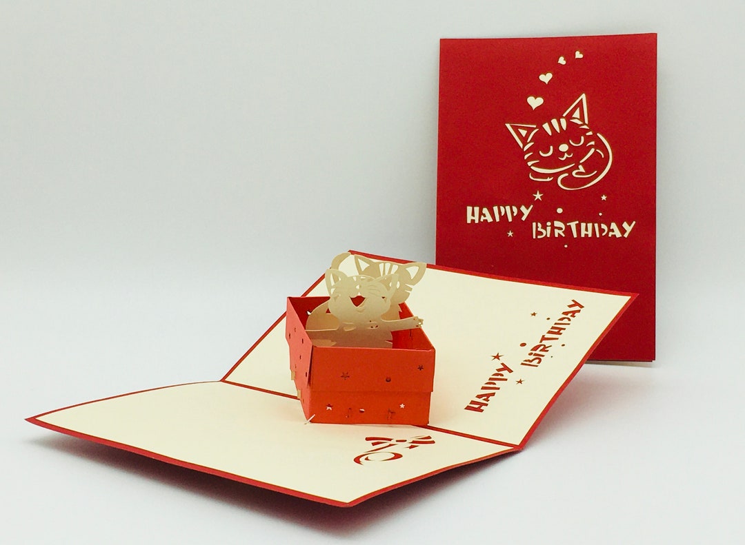 Cats in a Gift Package, Cats in a Gift Package, 3D Card, Pop-up Card ...