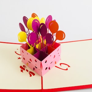 Cadeaupakket met ballonnen 2, 3D-kaart / pop-up